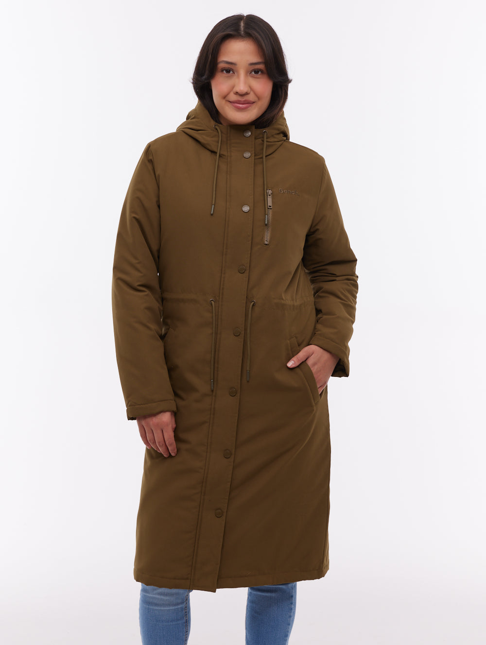 Sari manteau long matelassé à capuchon - Vert