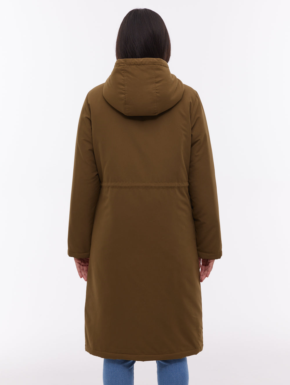 Sari manteau long matelassé à capuchon - Vert