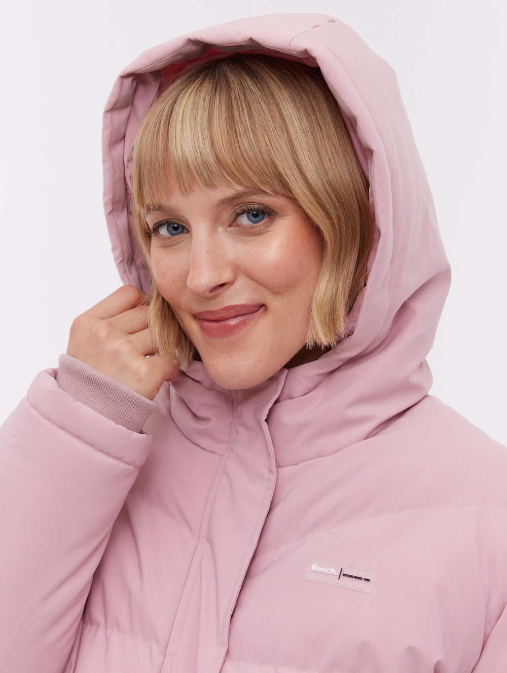 Fina parka matelassé à capuchon - Rose