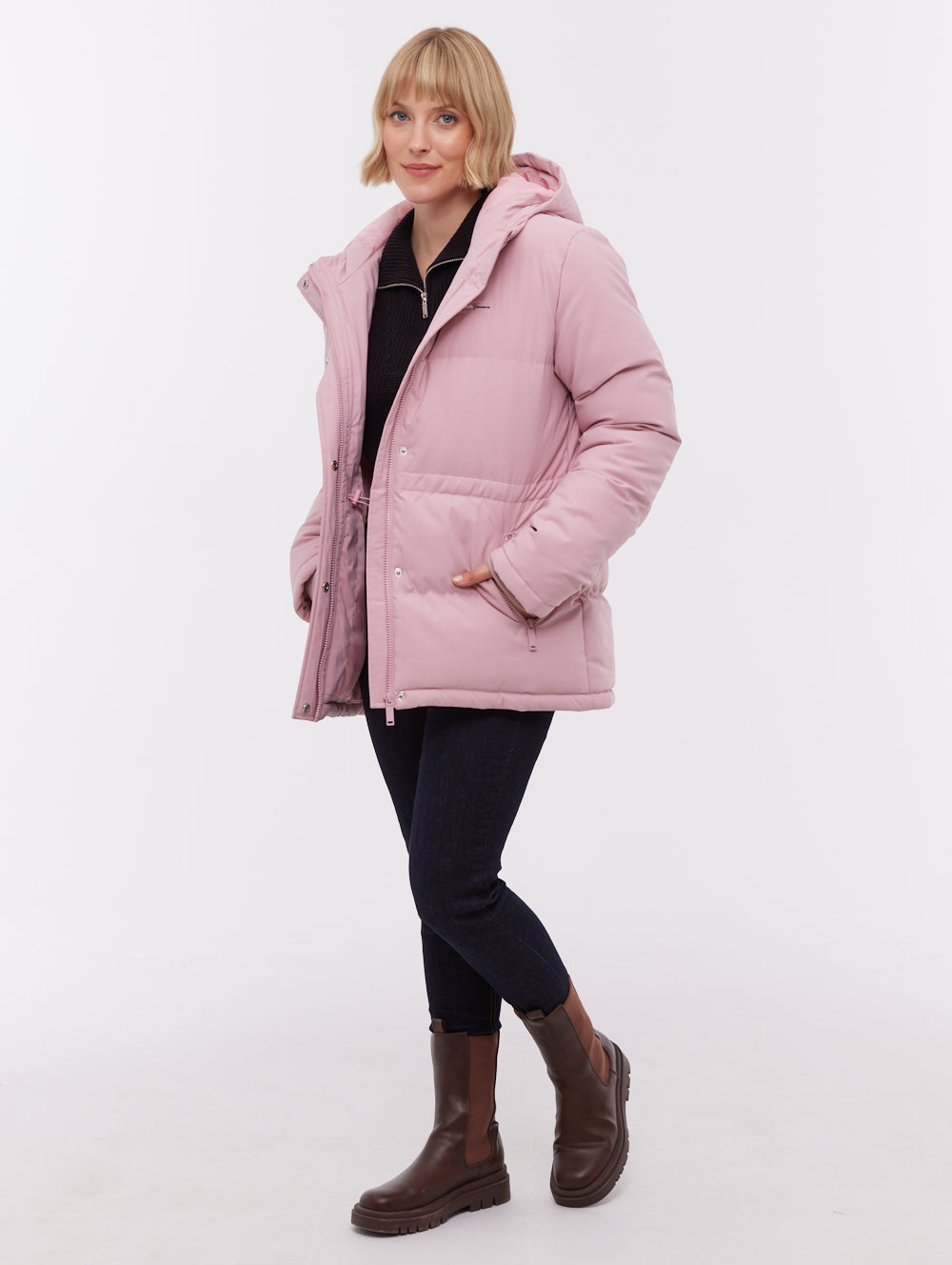 Fina parka matelassé à capuchon - Rose