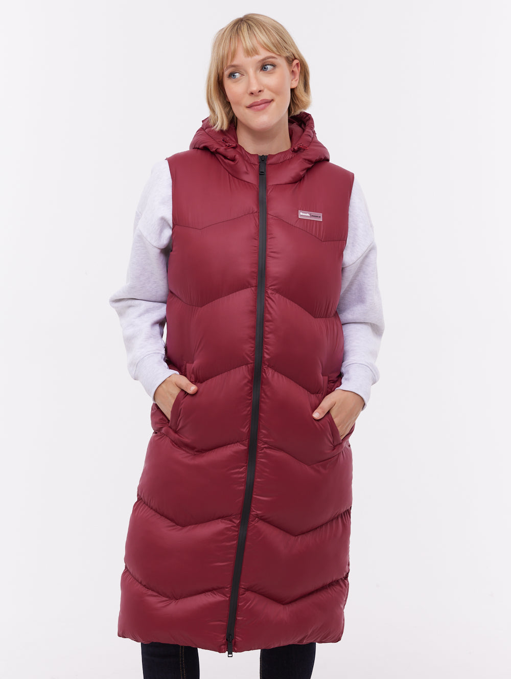 Saz veste longue sans manches à capuchon - Rouge