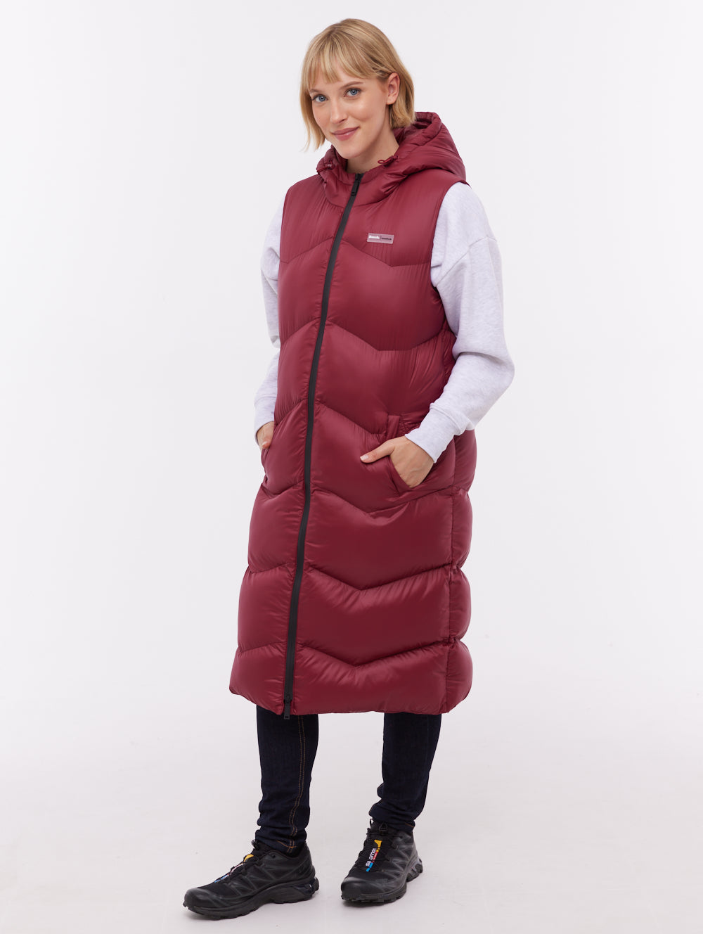 Saz veste longue sans manches à capuchon - Rouge