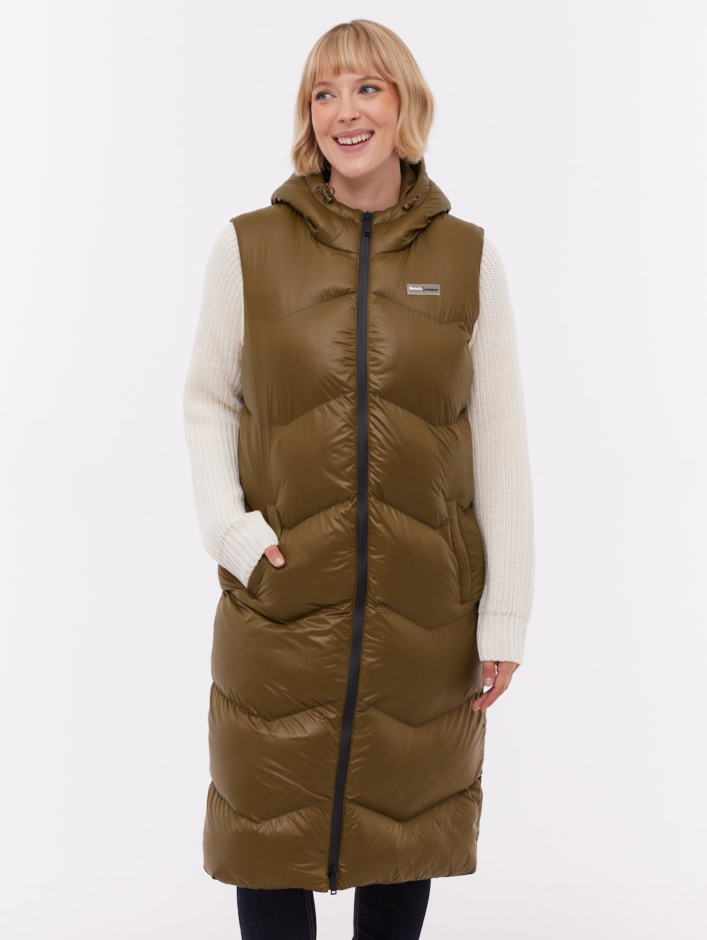 Saz veste longue sans manches à capuchon - Vert