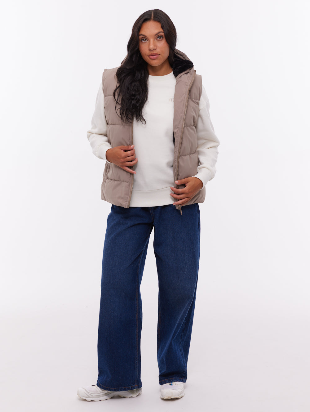 Hollew veste sans manches à capuchon - Brun