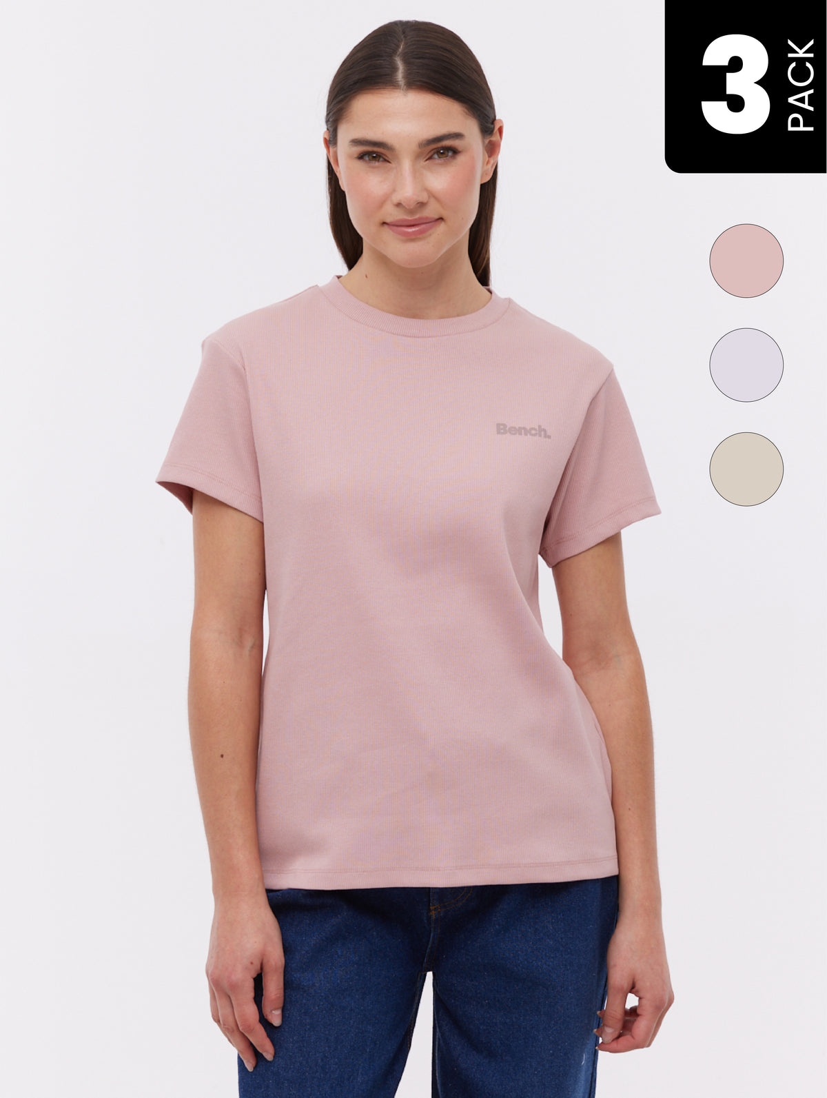 Inna t-shirt côtelé (paquet de 3)
