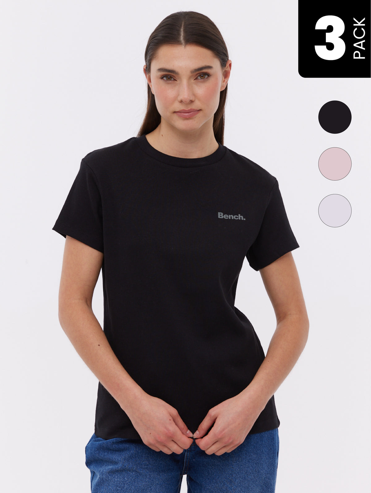 Hollienne t-shirt côtelé (paquet de 3)