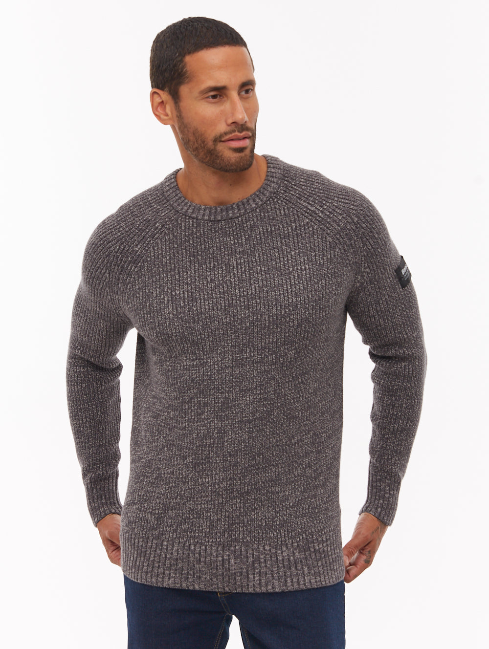 Molna chandail raglan à col rond - Gris