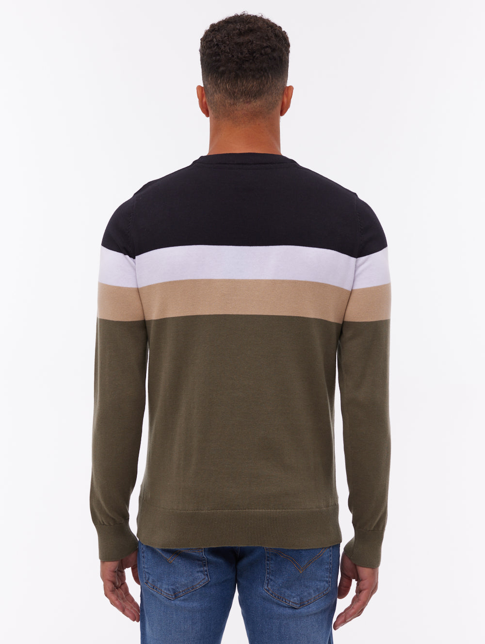 Jayani Green KH001 Knit Crews Striped Colourblock  Shot 3