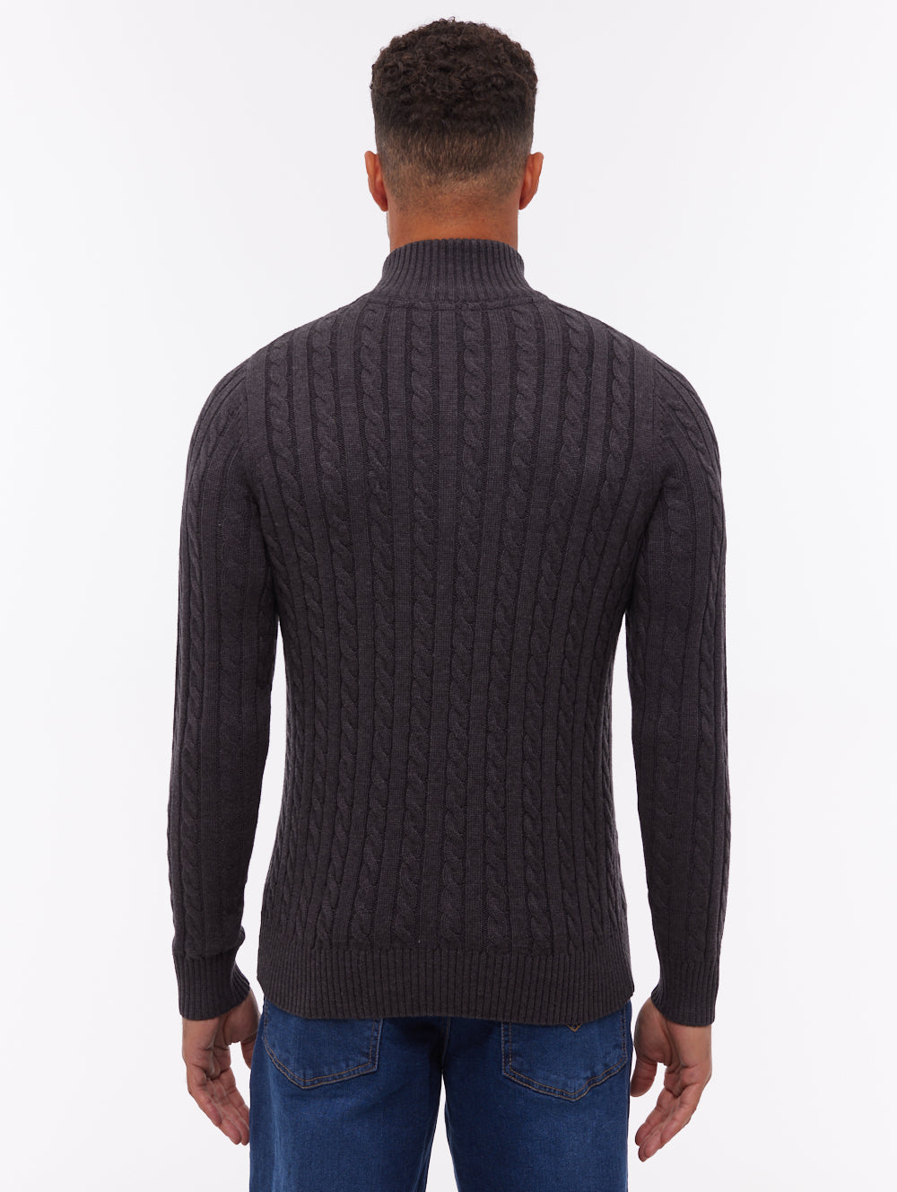 Rasola Grey GY002X Knit 1/4 Zips Cable 7 Gauge Shot 3