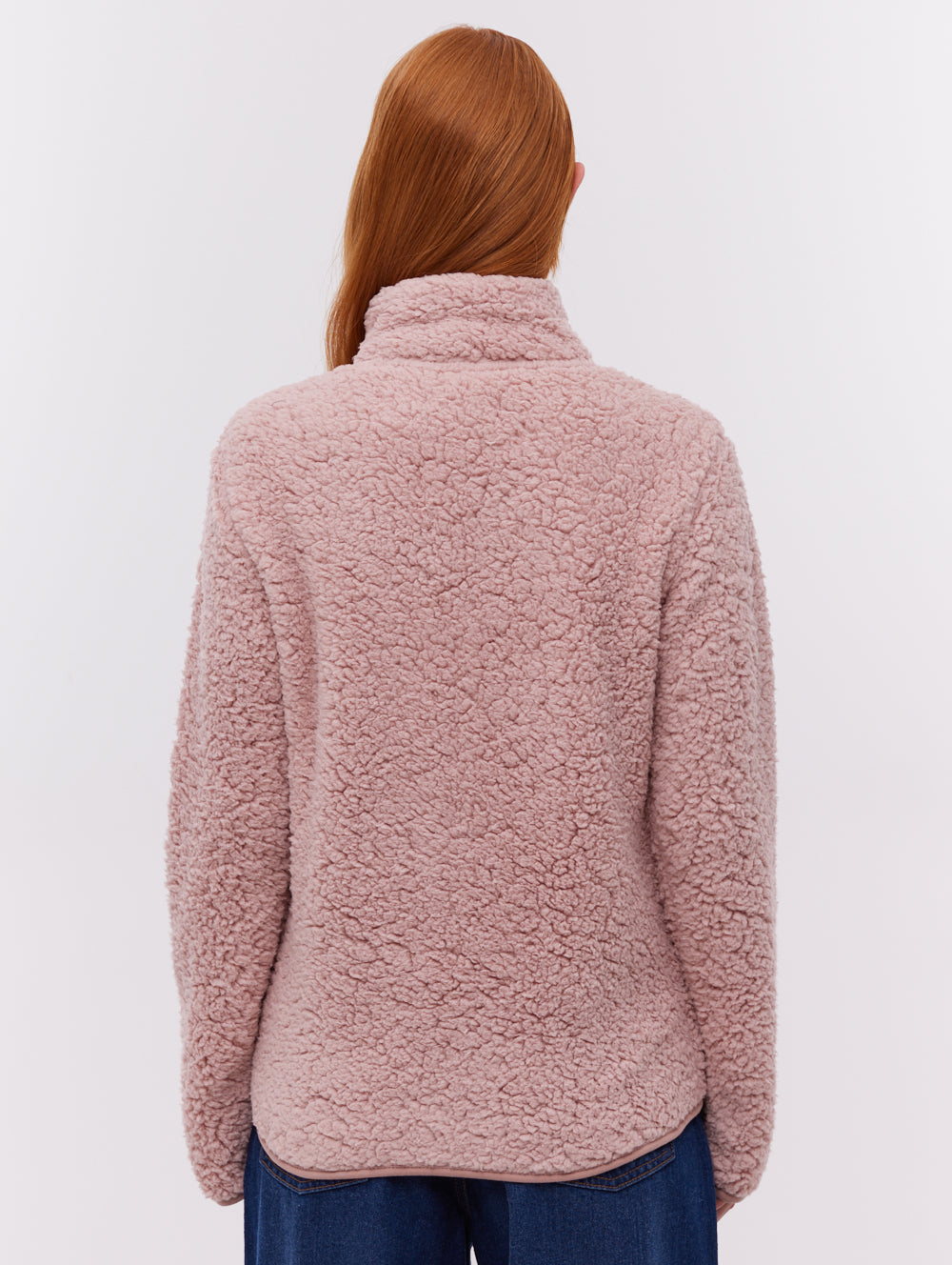 Klea chandail zippé en molleton à col montant - Rose