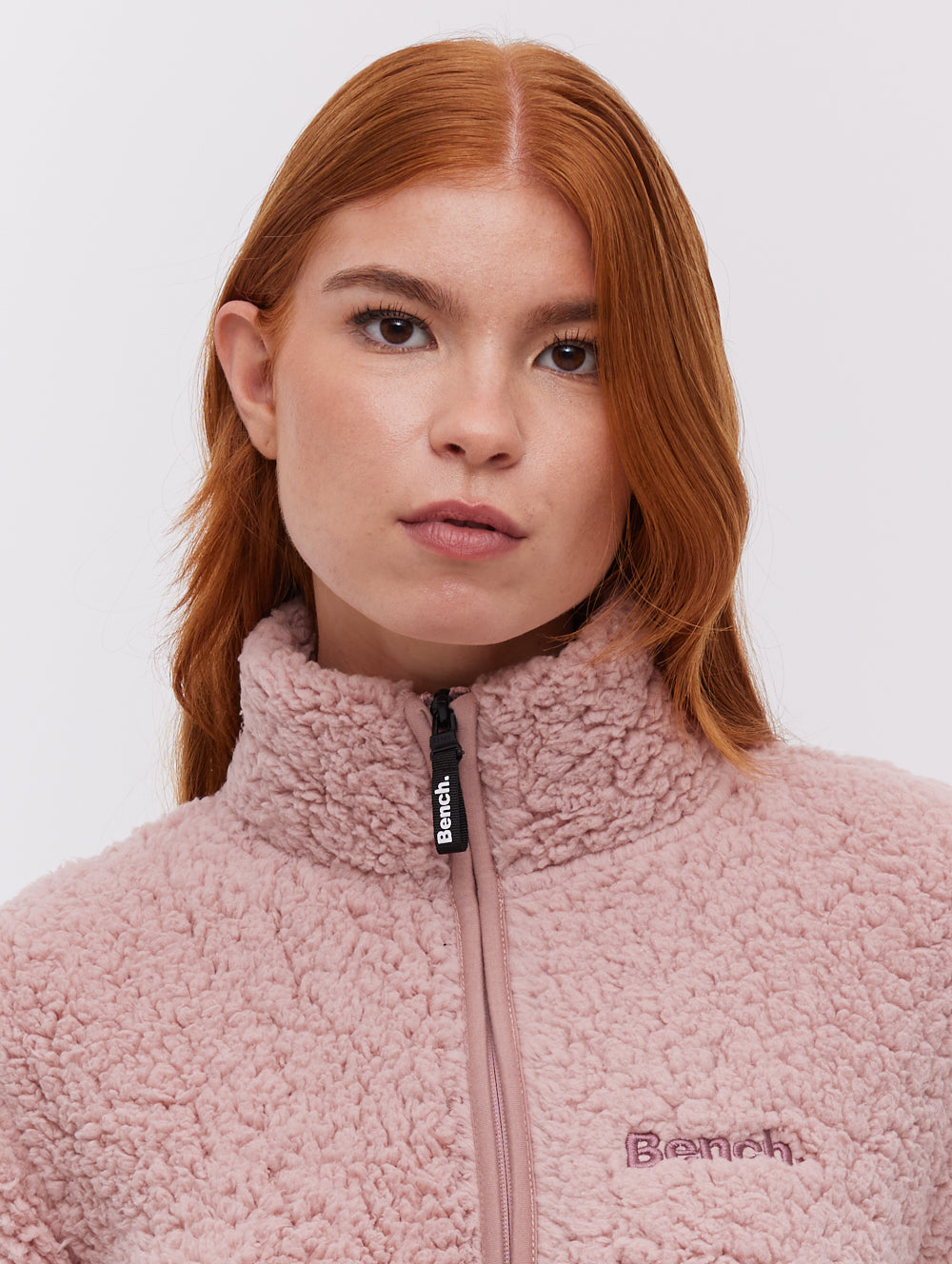 Klea chandail zippé en molleton à col montant - Rose