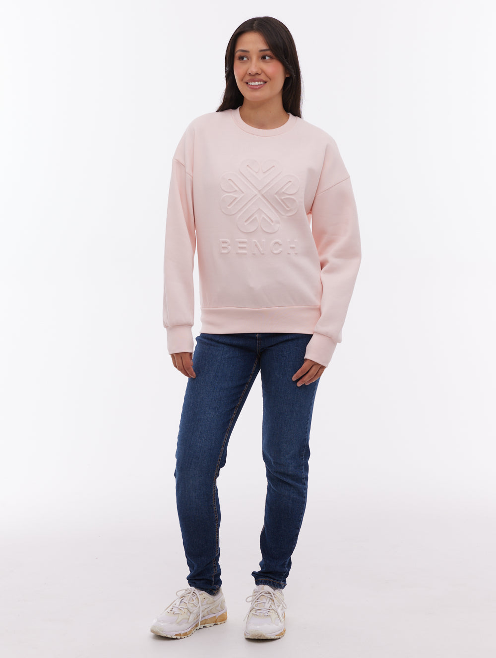 Ilma chandail à col rond avec logo en relief - Rose