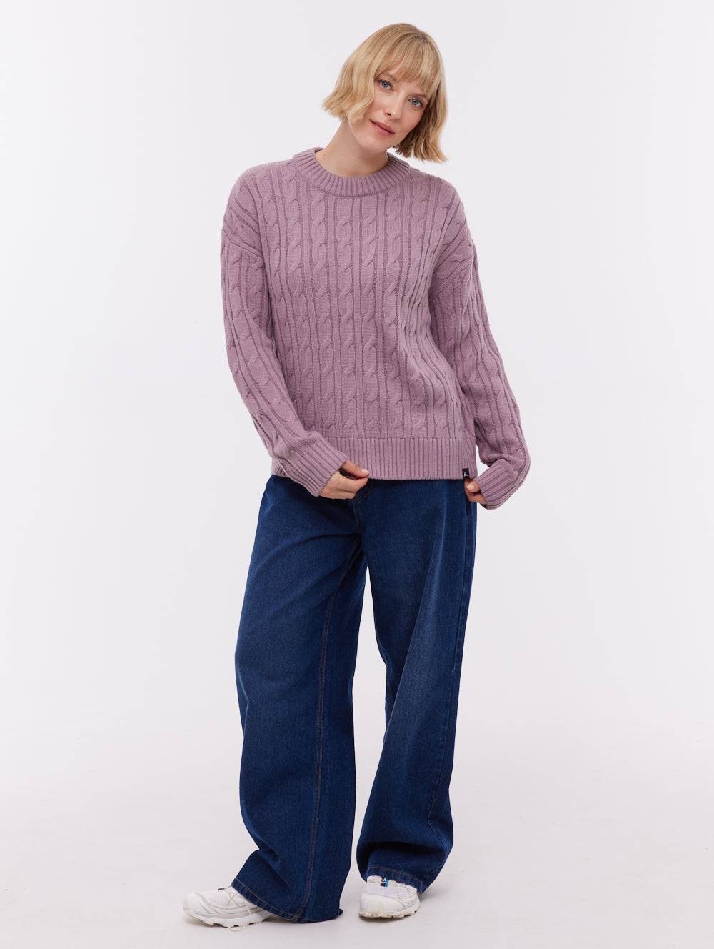Chanice chandail en tricot torsadé - Violet